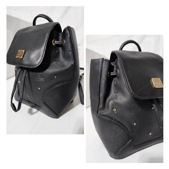 Authentic MCM Visetos Leather Drawstring Backpack Black - Picture 10 of 13